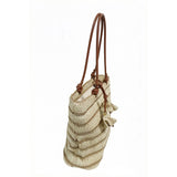 Retro-style striped straw tote bag, suitable for both commuting and vacation, fresh and retro, large capacity shoulder bag, natural straw woven bag.