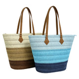 Gradient straw tote bag, fresh and retro style, unique design, large capacity, perfect for beach vacations and commuting, single shoulder straw bag.