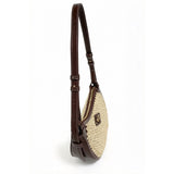 Retro half-moon shaped woven shoulder bag, a versatile straw underarm bag perfect for summer commuting and vacations.