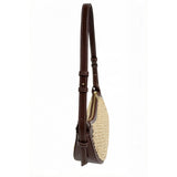 Retro half-moon shaped woven shoulder bag, a versatile straw underarm bag perfect for summer commuting and vacations.