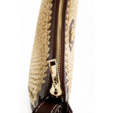 Retro half-moon shaped woven shoulder bag, a versatile straw underarm bag perfect for summer commuting and vacations.