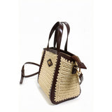 Vintage-style woven basket bag, versatile straw tote bag for commuting and dates.