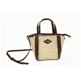 Vintage-style woven basket bag, versatile straw tote bag for commuting and dates.