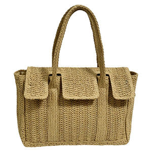 French-style delicate ruffled handwoven tote bag, perfect for summer commuting and vacation.