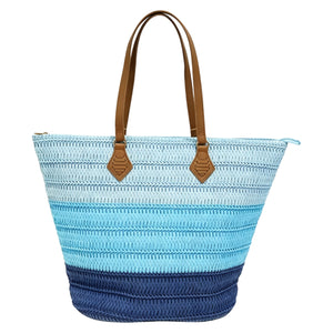 Gradient straw tote bag, fresh and retro style, unique design, large capacity, perfect for beach vacations and commuting, single shoulder straw bag.