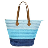 Gradient straw tote bag, fresh and retro style, unique design, large capacity, perfect for beach vacations and commuting, single shoulder straw bag.