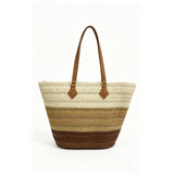 Gradient straw tote bag, fresh and retro style, unique design, large capacity, perfect for beach vacations and commuting, single shoulder straw bag.