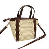 Vintage-style woven basket bag, versatile straw tote bag for commuting and dates.