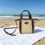 Vintage-style woven basket bag, versatile straw tote bag for commuting and dates.